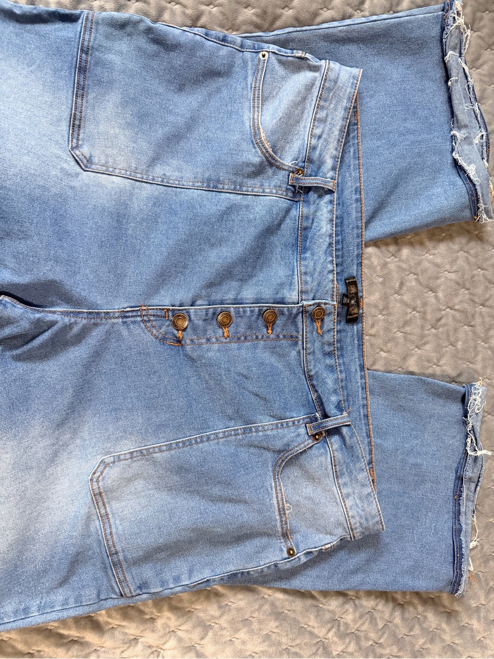 Daily Thread Light Blue Button-Fly Distressed Hem Jeans  22W